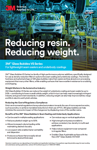 3M™玻璃微球VS系列For轻量化接缝密封剂和汽车底涂